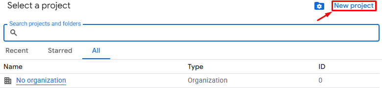 Создание проекта в Google Cloud Console