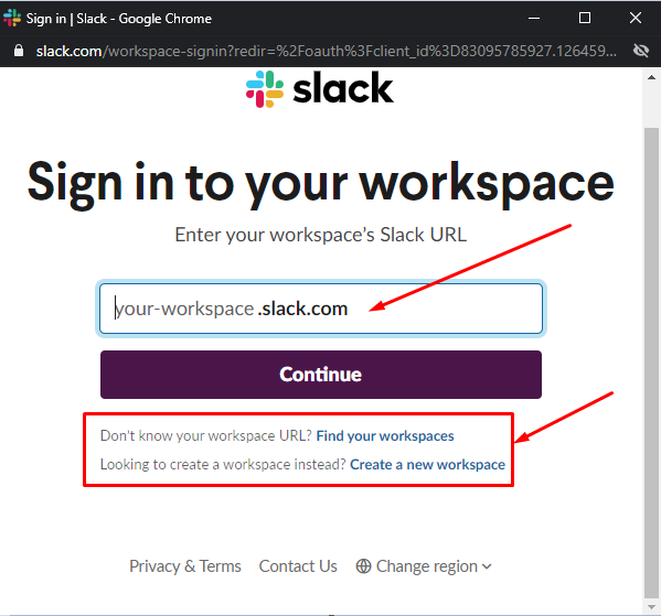 Configuring a notification in Slack