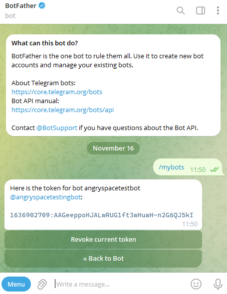 Telegram connection