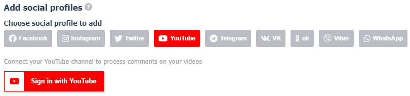 Youtube Social profile connection