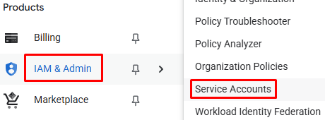 Creating a service account in the Google Cloud Console