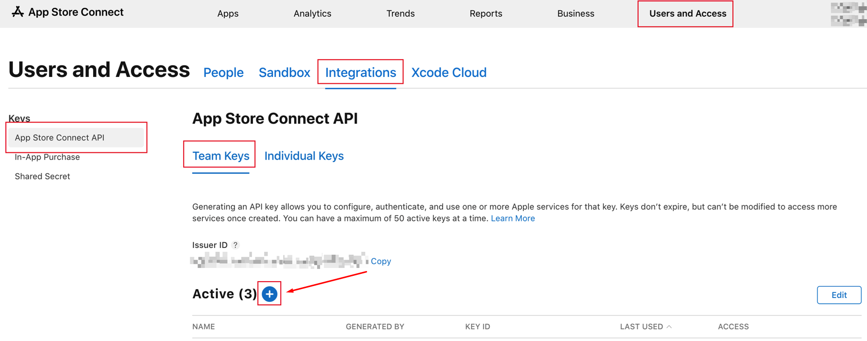 API Key creation