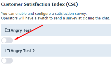 Enabling the request for the customer satisfaction index